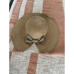 Womens‎ Scala Straw Split Back Cloche Hat, Natural with Bow.